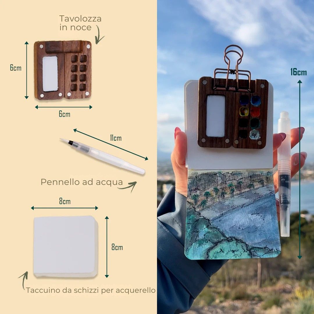 Kit Acquerello Portatile Mini – Crea ovunque la tua arte